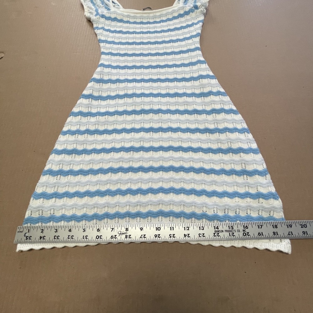 Hollister Women's XS Blue/White Striped Lined Crochet Dress Nautical Preppy Surf - Picture 10 of 11